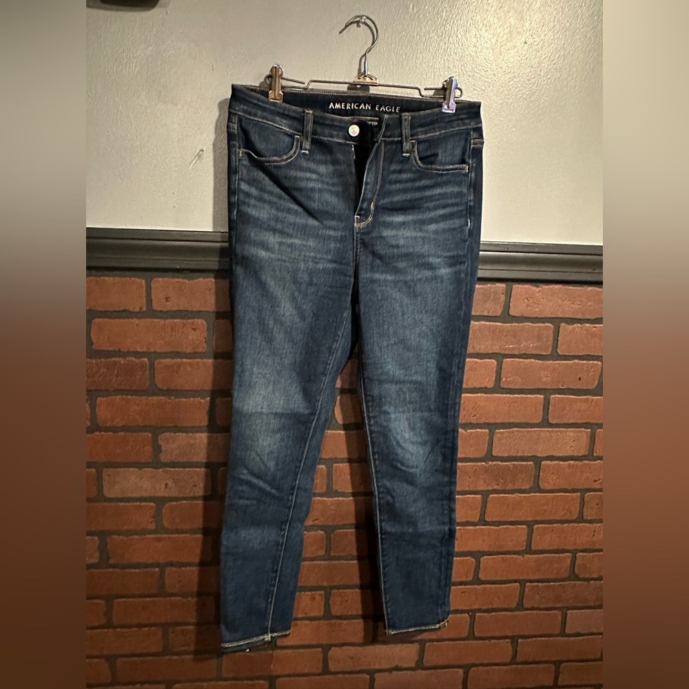 American Eagle next level high waisted jegging crop | dark rich indigo | 8 long